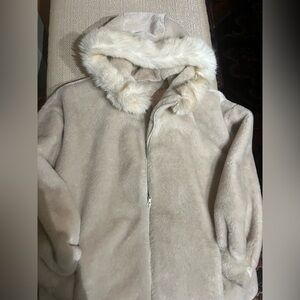 Gallery Faux Fur Coat With Hood Size XS
